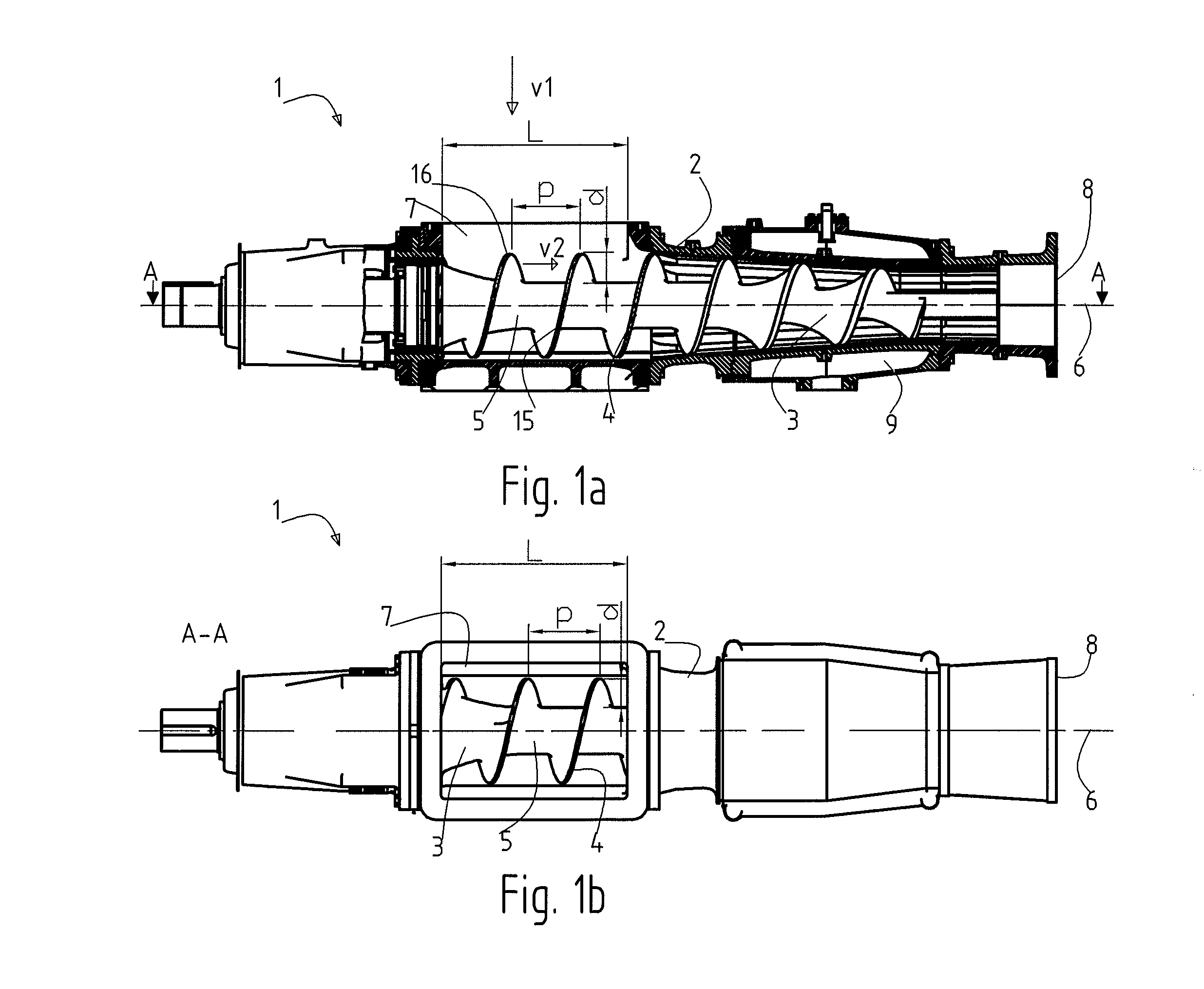 Screw conveyor for lignocellulose-containing material