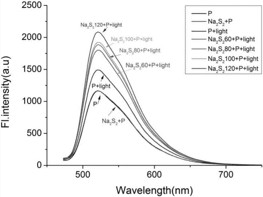 Fluorescent probe of precisely detecting H2S2 in mitochondria by means of light control and preparation method and application thereof