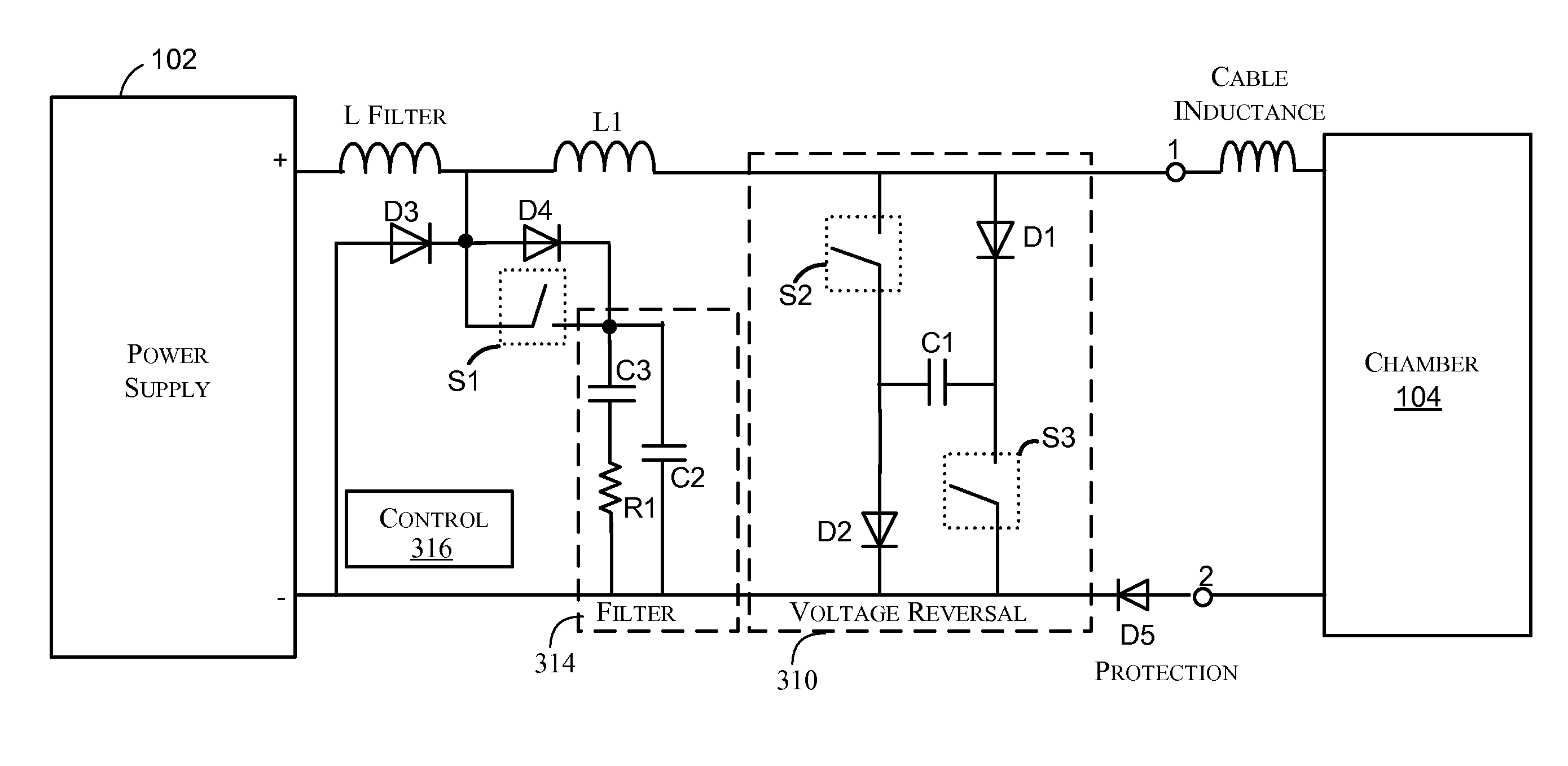 Arc management with voltage reversal and improved recovery