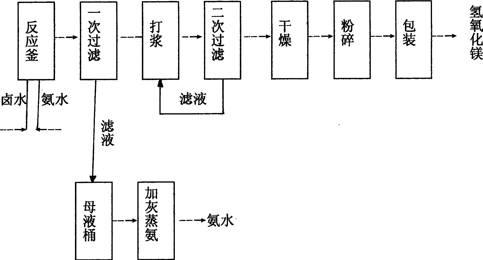 One-step process of producing magnesium hydroxide