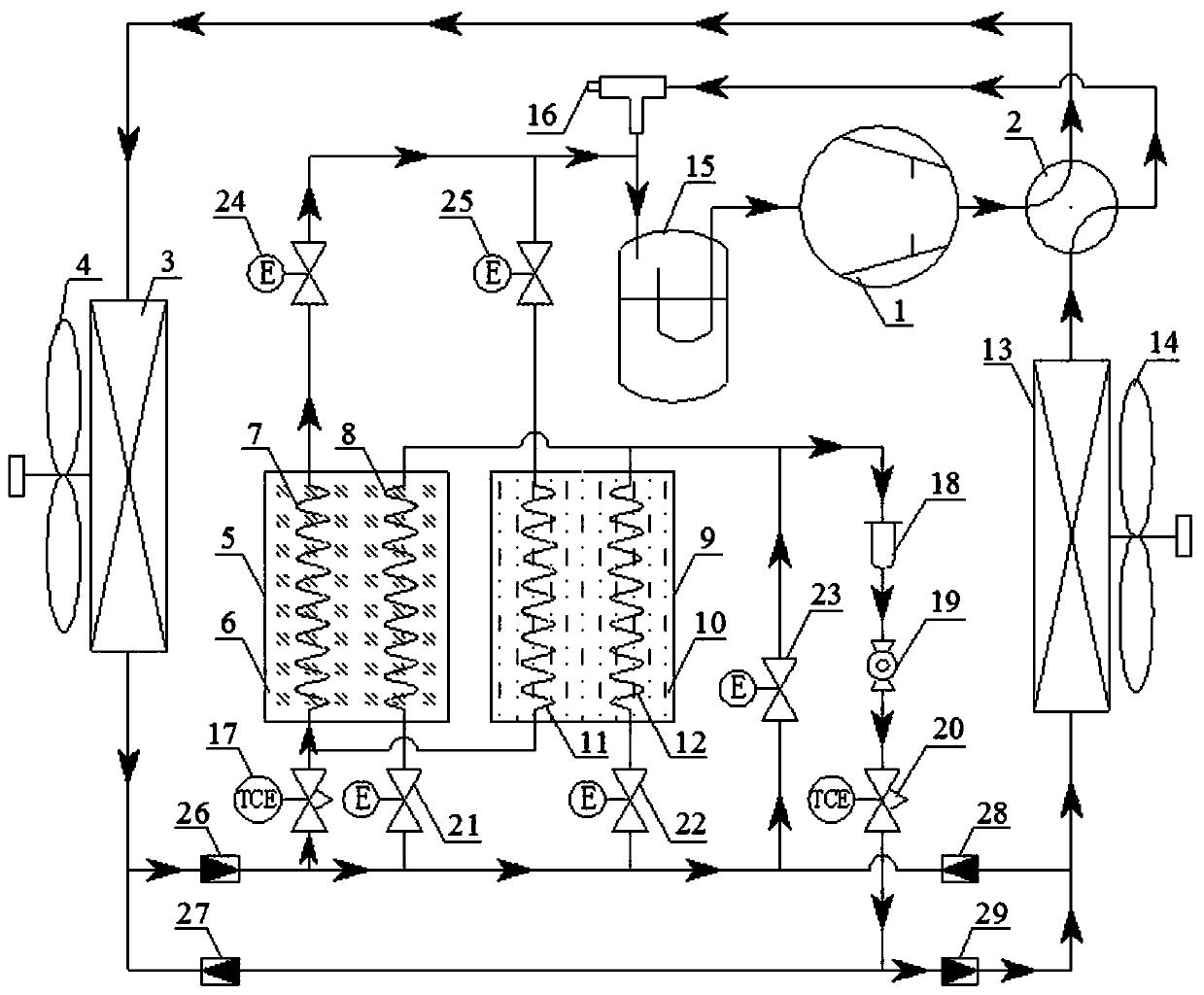 Energy accumulating type efficient air-cooled heat pump unit