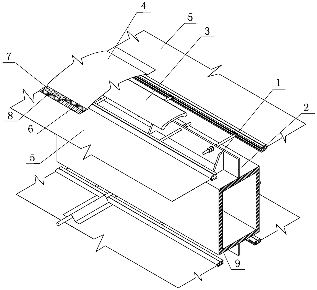 The construction method of the waterproof cover in the transition area of ​​ptfe membrane roof