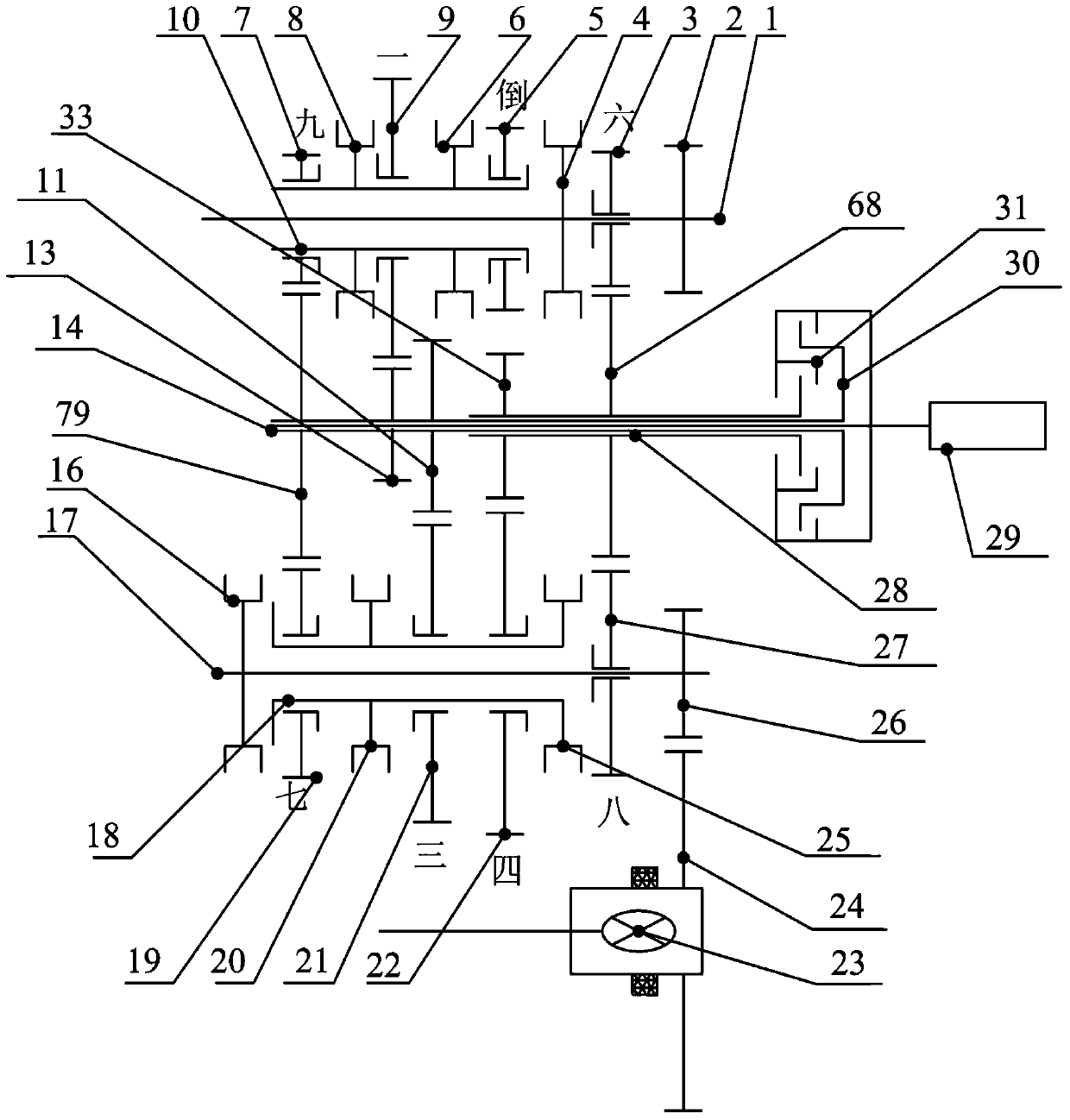 Multi-speed dual-clutch transmission and vehicle