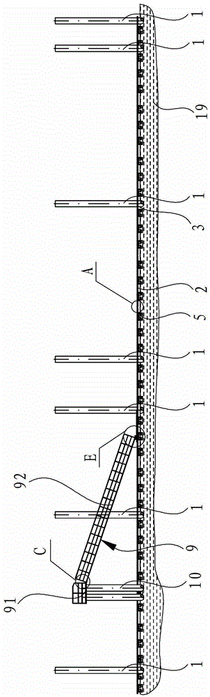 Vertical pile positioning landing stage