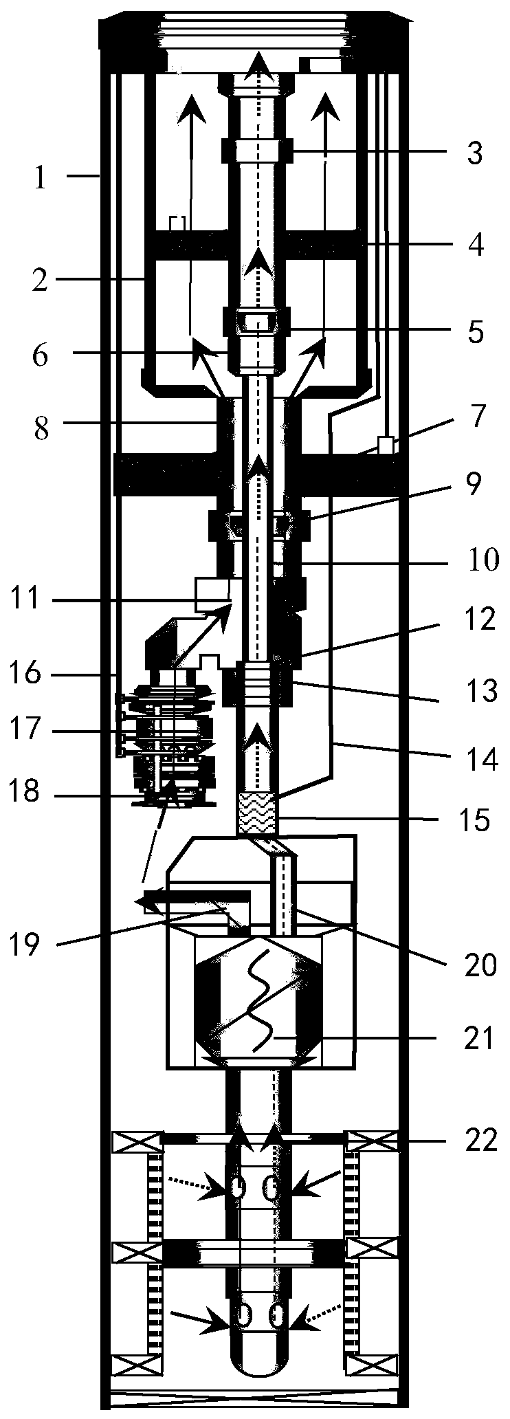 Downhole gas-liquid separation lifting technology pipe column