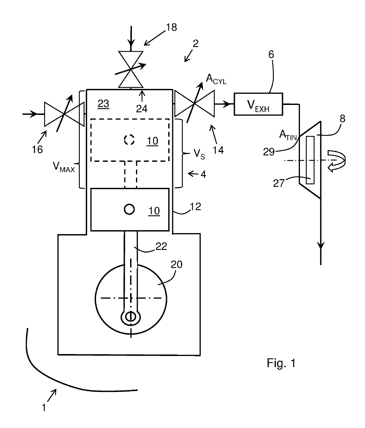 Four stroke internal combustion engine and thereto-related method