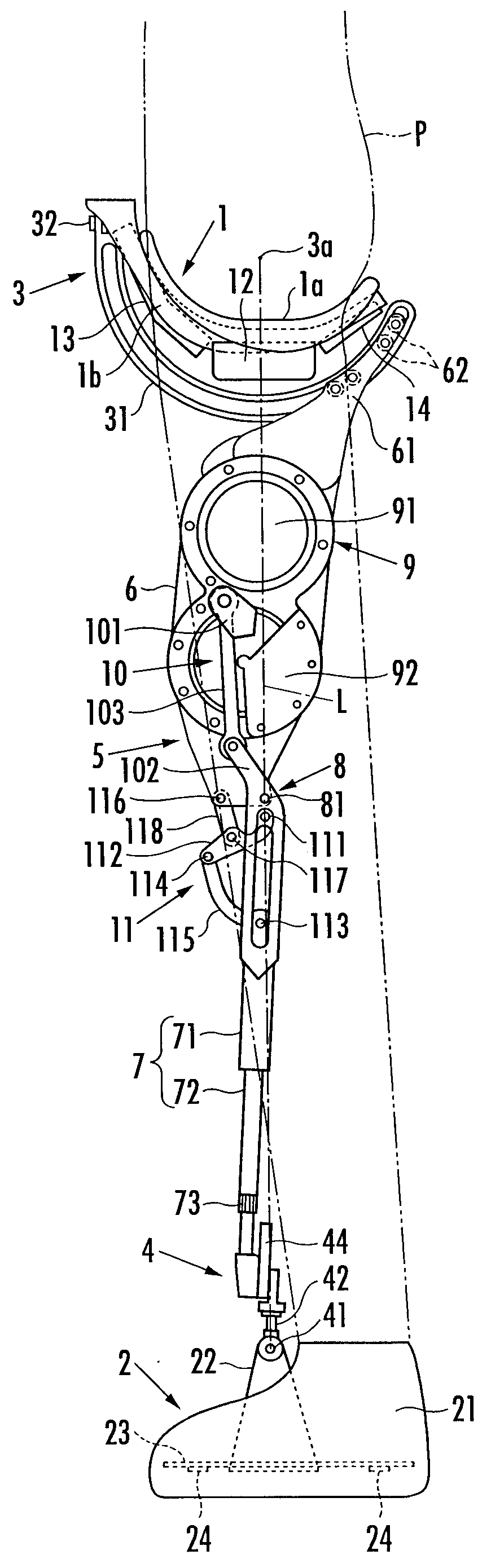 Walking assisting device