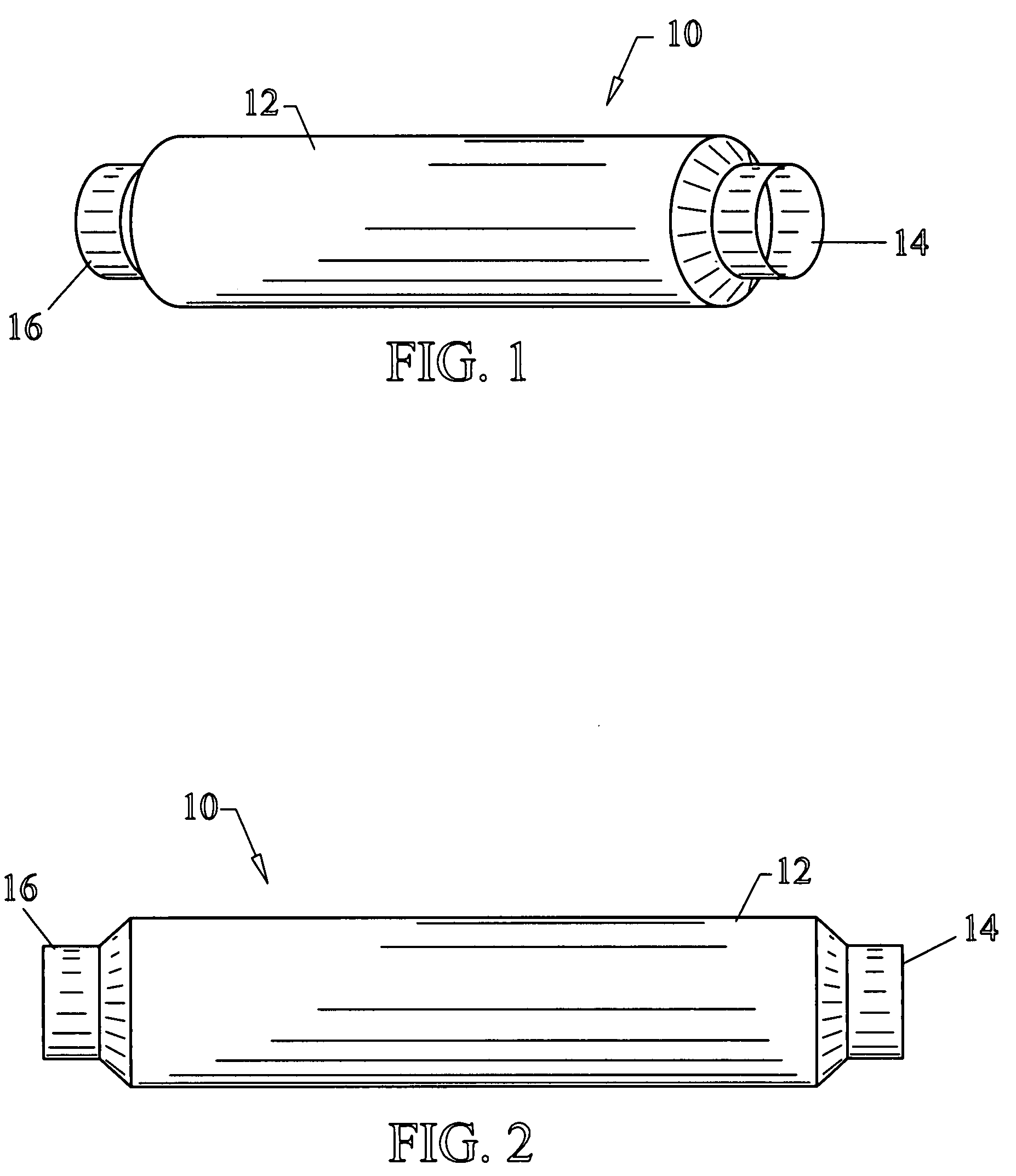 Marine muffler with angularly disposed internal baffle