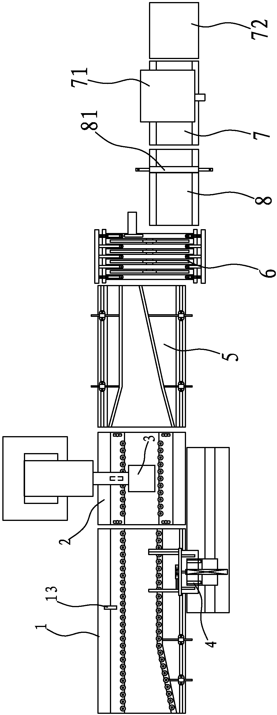 Coding and printing line for lead storage batteries