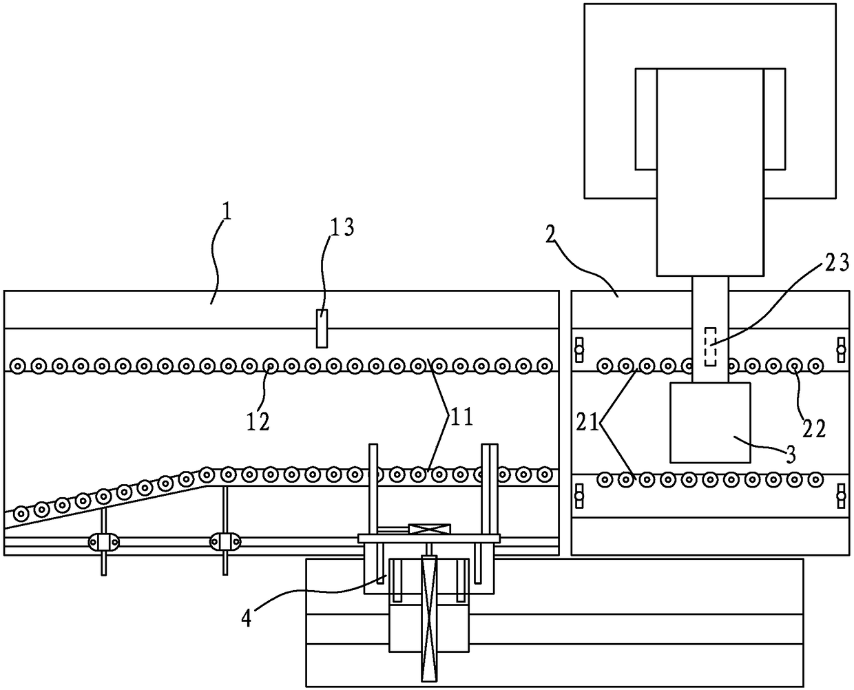 Coding and printing line for lead storage batteries