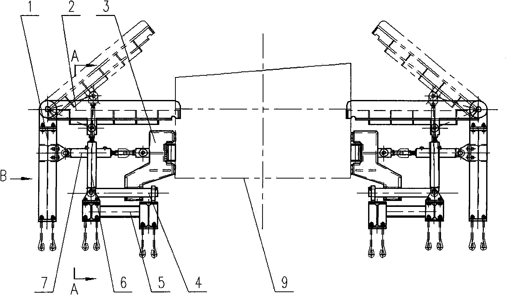 Cage-stabilizing and cage-locking device for cage of vertical shaft