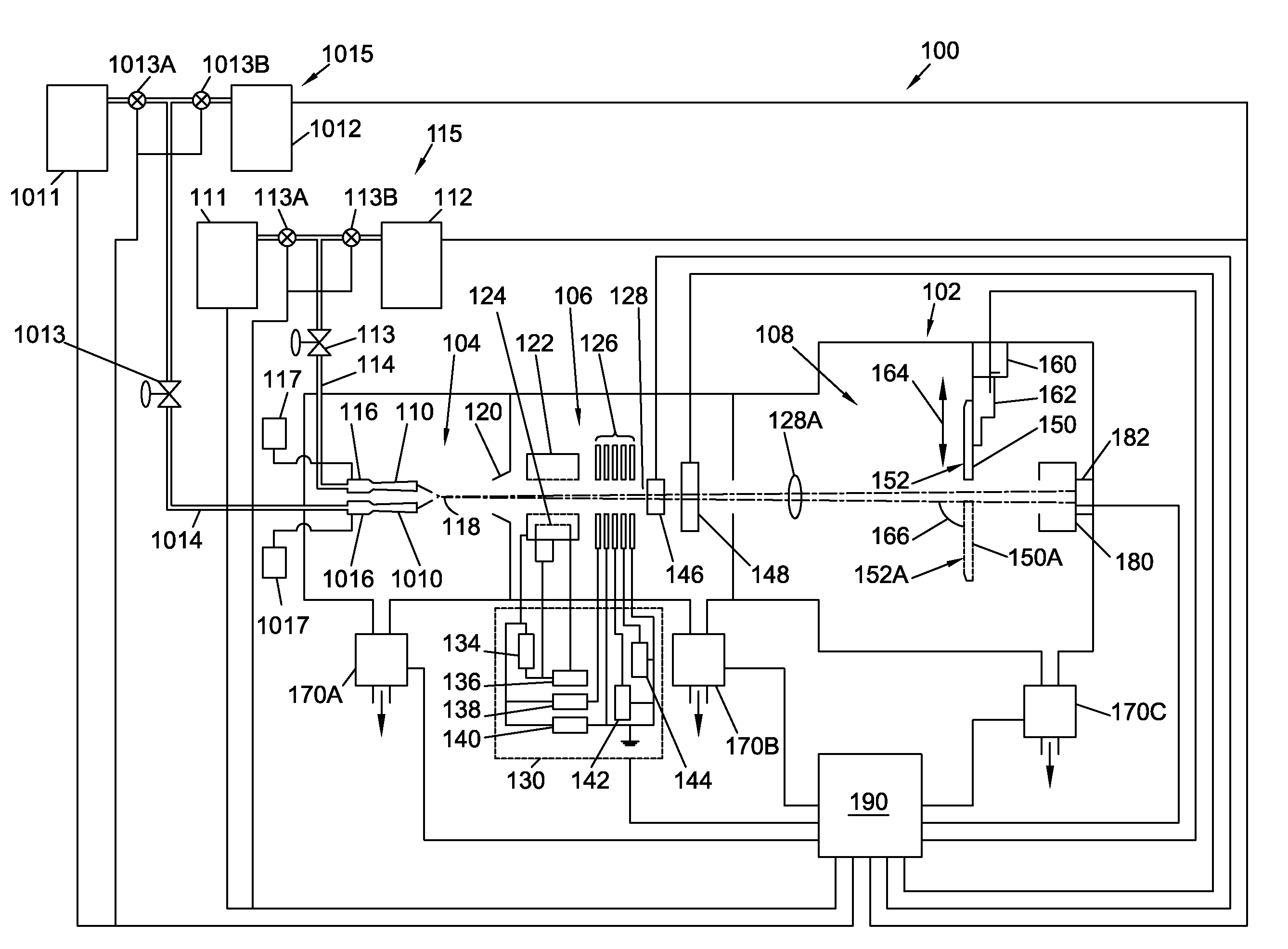 Multiple nozzle gas cluster ion beam processing system and method of operating