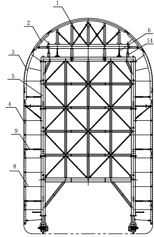 Narrow-beam transition section steel mould trolley for tunnel and construction method