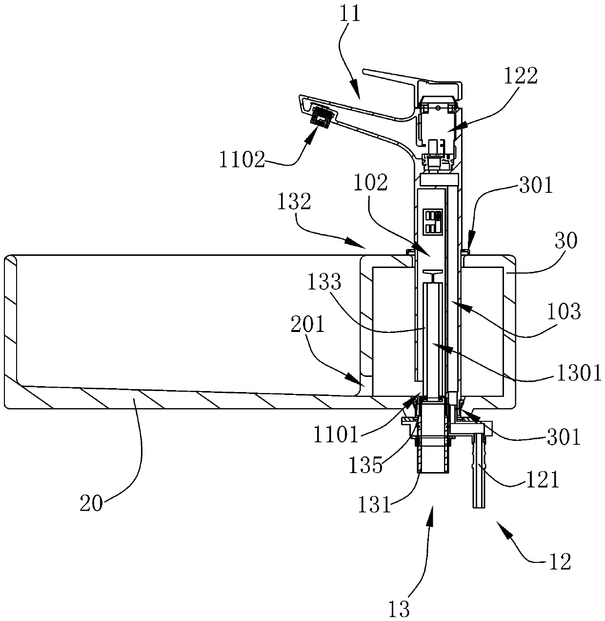 Water inlet and drainage integrated faucet and basin body