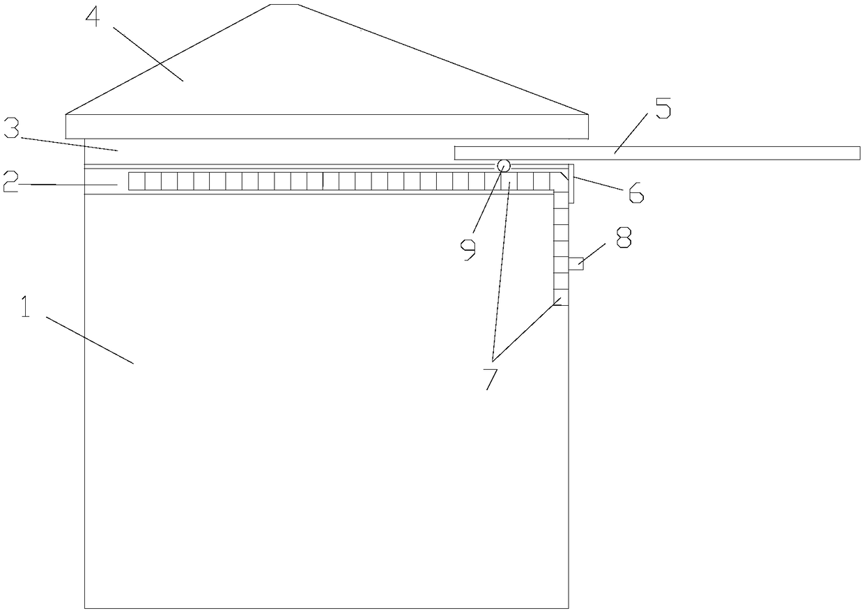 A distribution box with an upper opening door