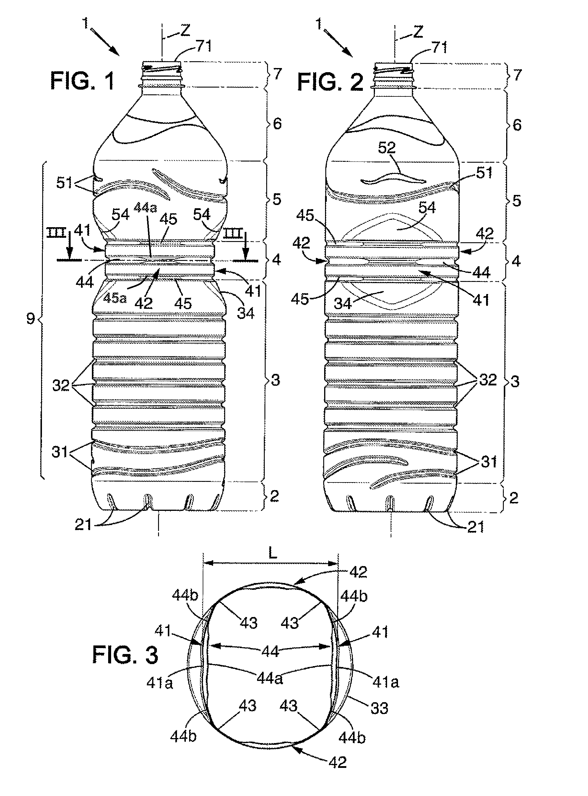 Plastic bottle with a gripping portion