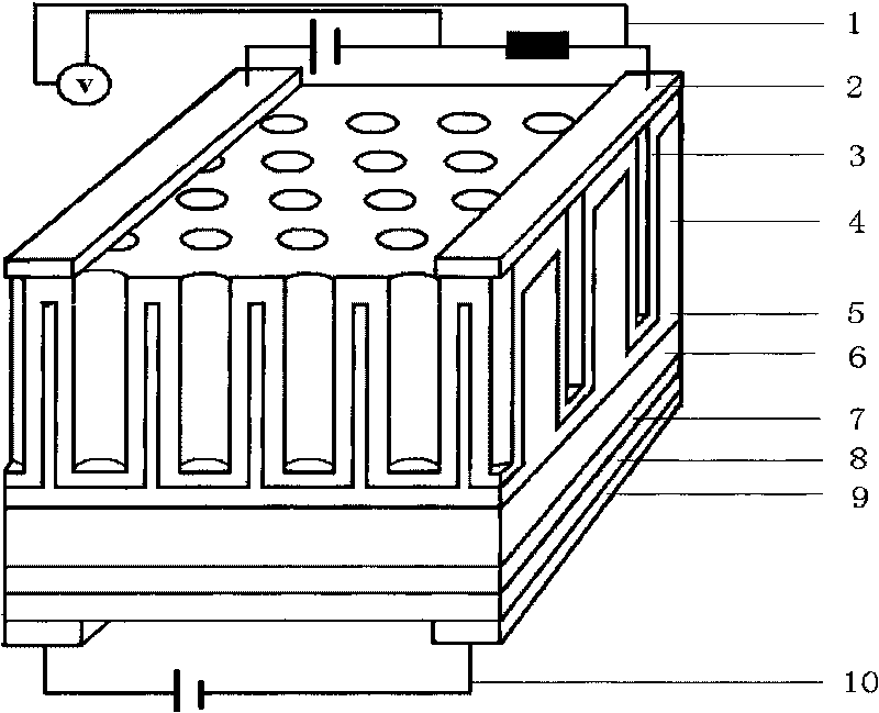 Gas-sensitive transducer with nano wall structure and preparation method thereof