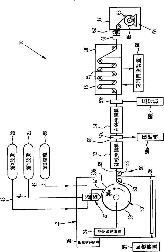 Casting device and film forming method from solution