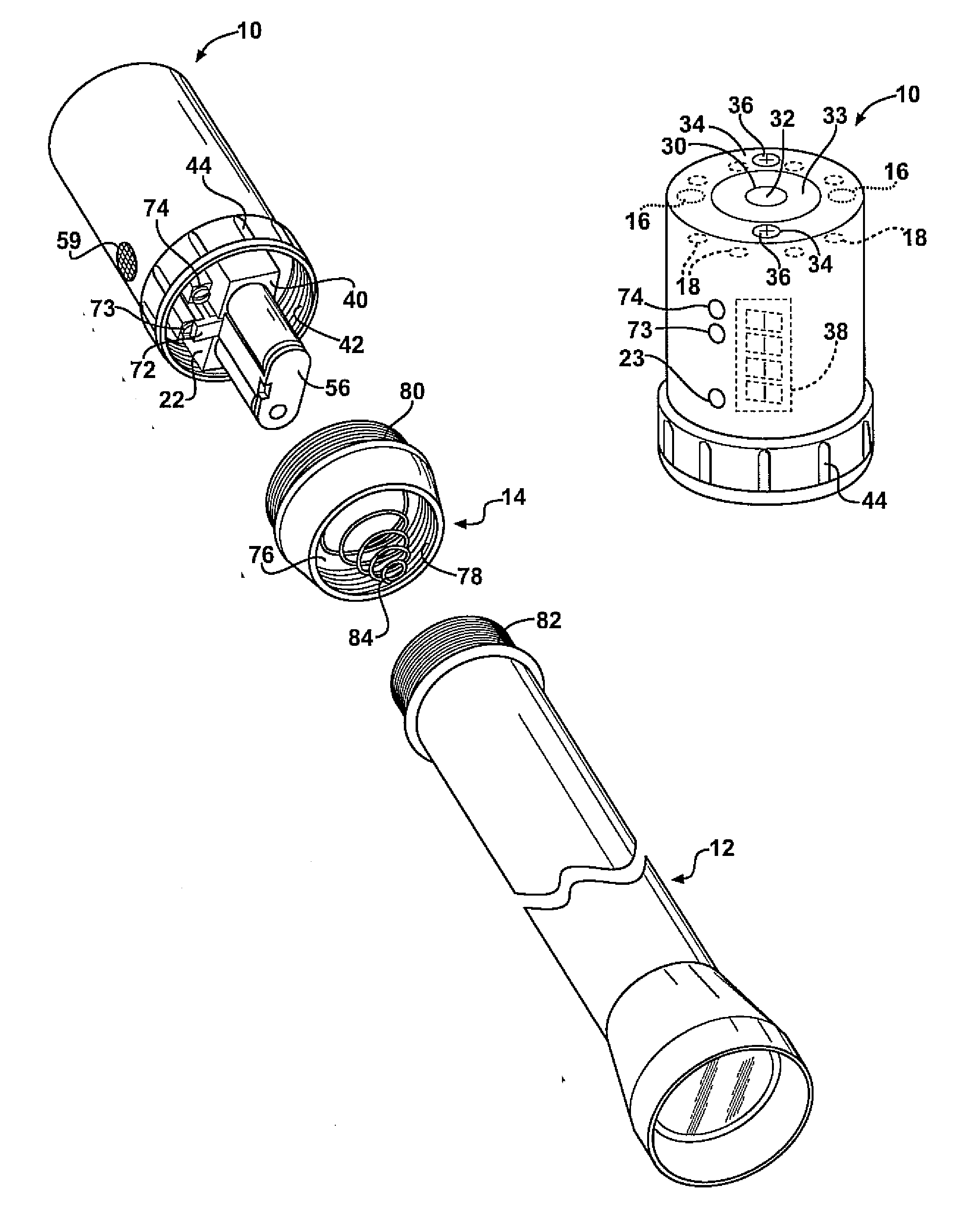 Flashlight with sos and energy saver features