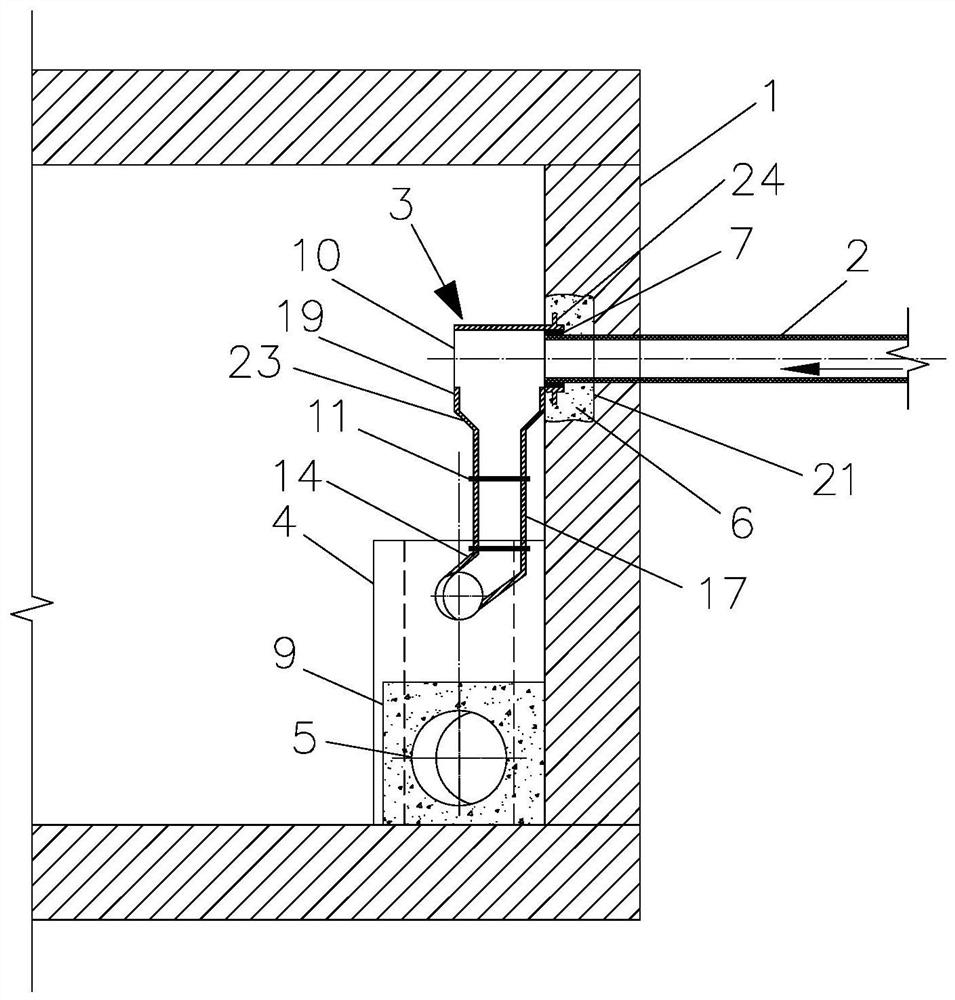 A side wall type sewage intercepting bucket device and sewage intercepting system suitable for horizontal mixed flow discharge outlets in culverts