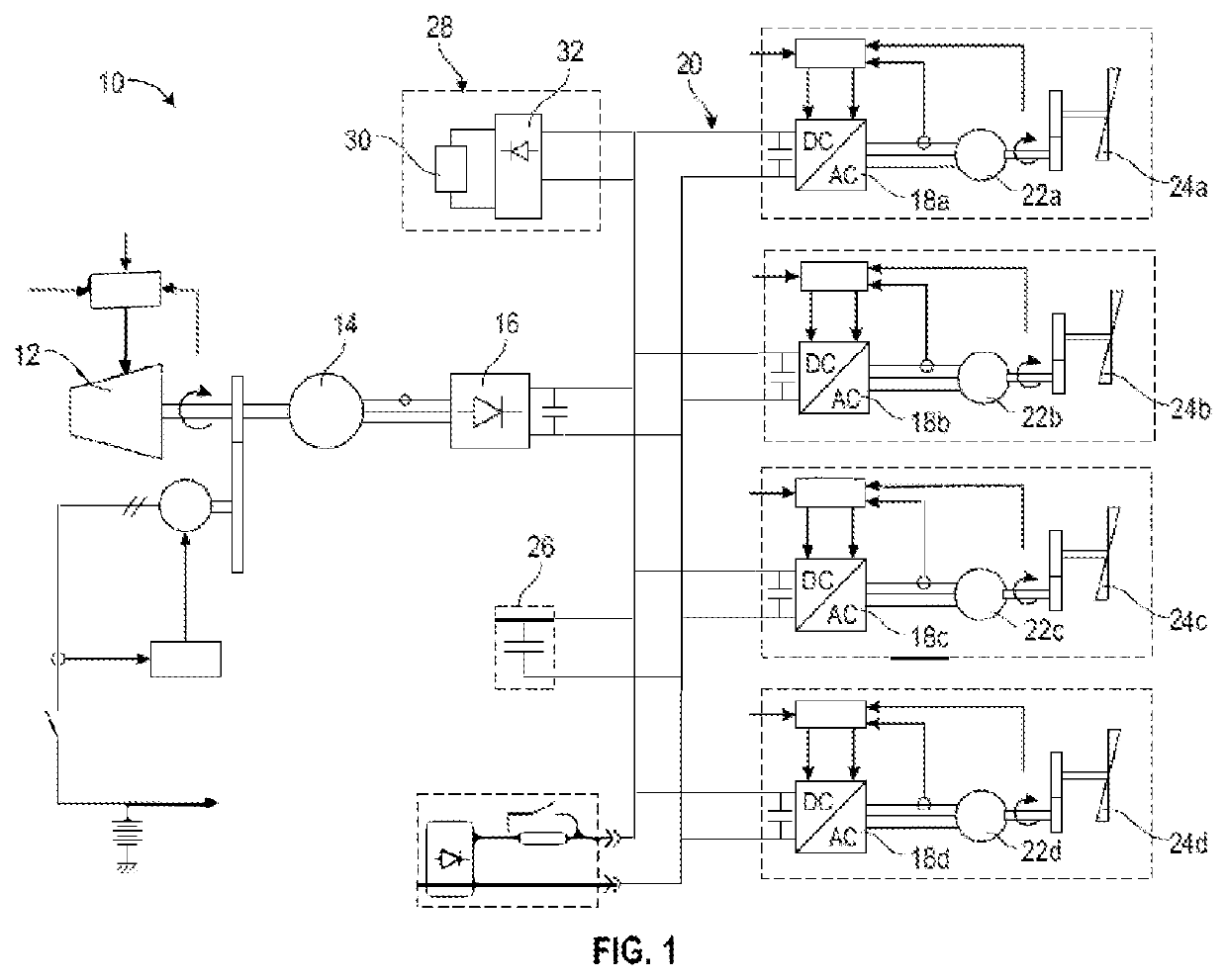 Hybrid-electric propulsion architecture and method for dissipating electrical energy in such an architecture