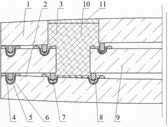 Metal-welded sealed convex double-vacuum-layer glass with edges sealed by sealing grooves and sealing strips