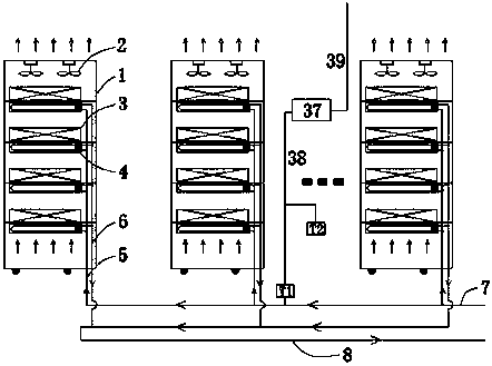 A fluorine pump internal circulation type secondary refrigerant loop server cabinet heat dissipation system