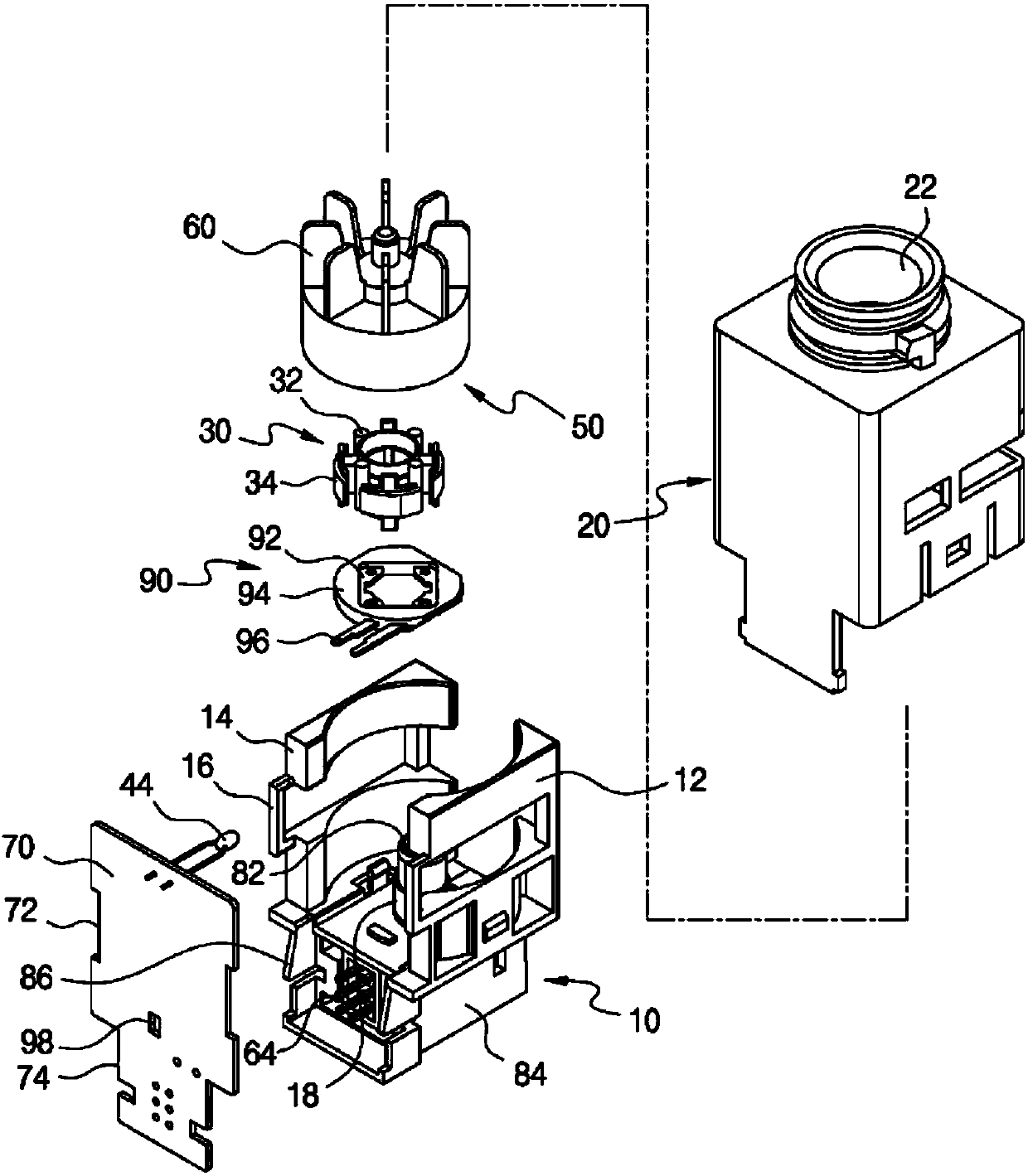 In-car sensor assembly for air conditioning device