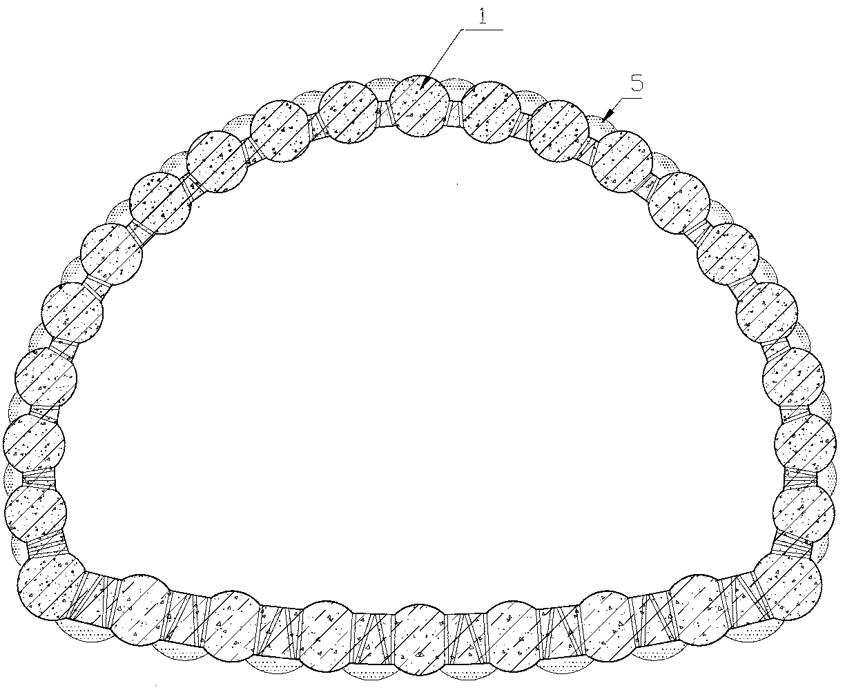 Molded lining support structure and construction method for soft soil ground layer