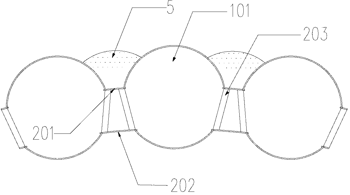 Molded lining support structure and construction method for soft soil ground layer