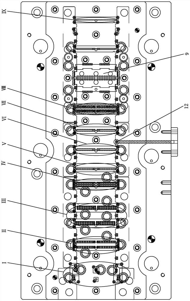 Inverted cone led bracket step-by-step side push molding method