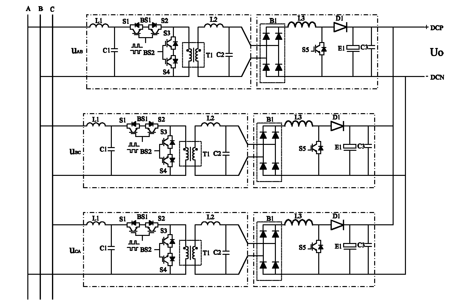 Linear alternating current-direct current (AC-DC) converter for alternating chopped wave