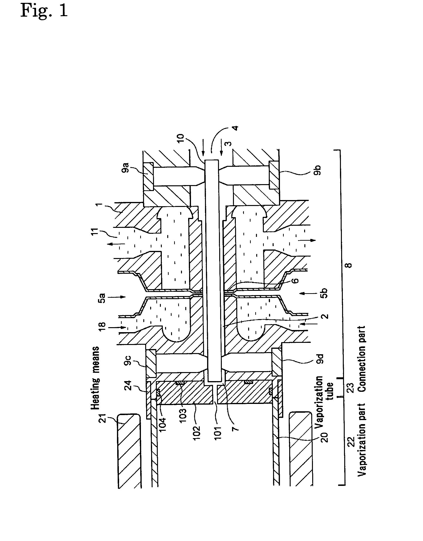 Vaporizer and various devices using the same and an associated vaporizing method