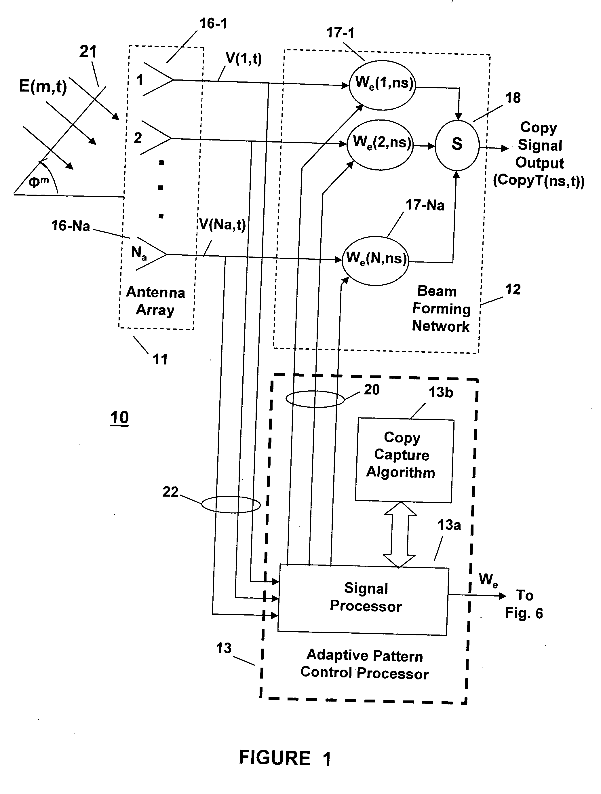 Method for separating interferering signals and computing arrival angles