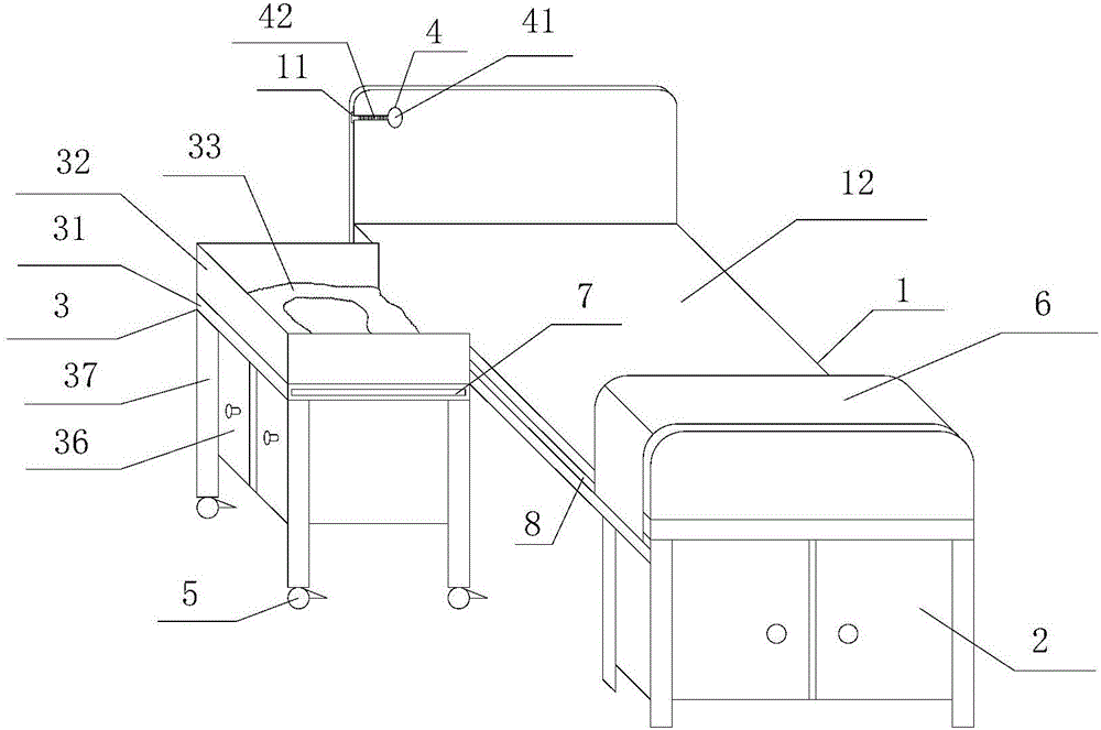 Maternal-infant nursing bed for preventing infant from being pressed