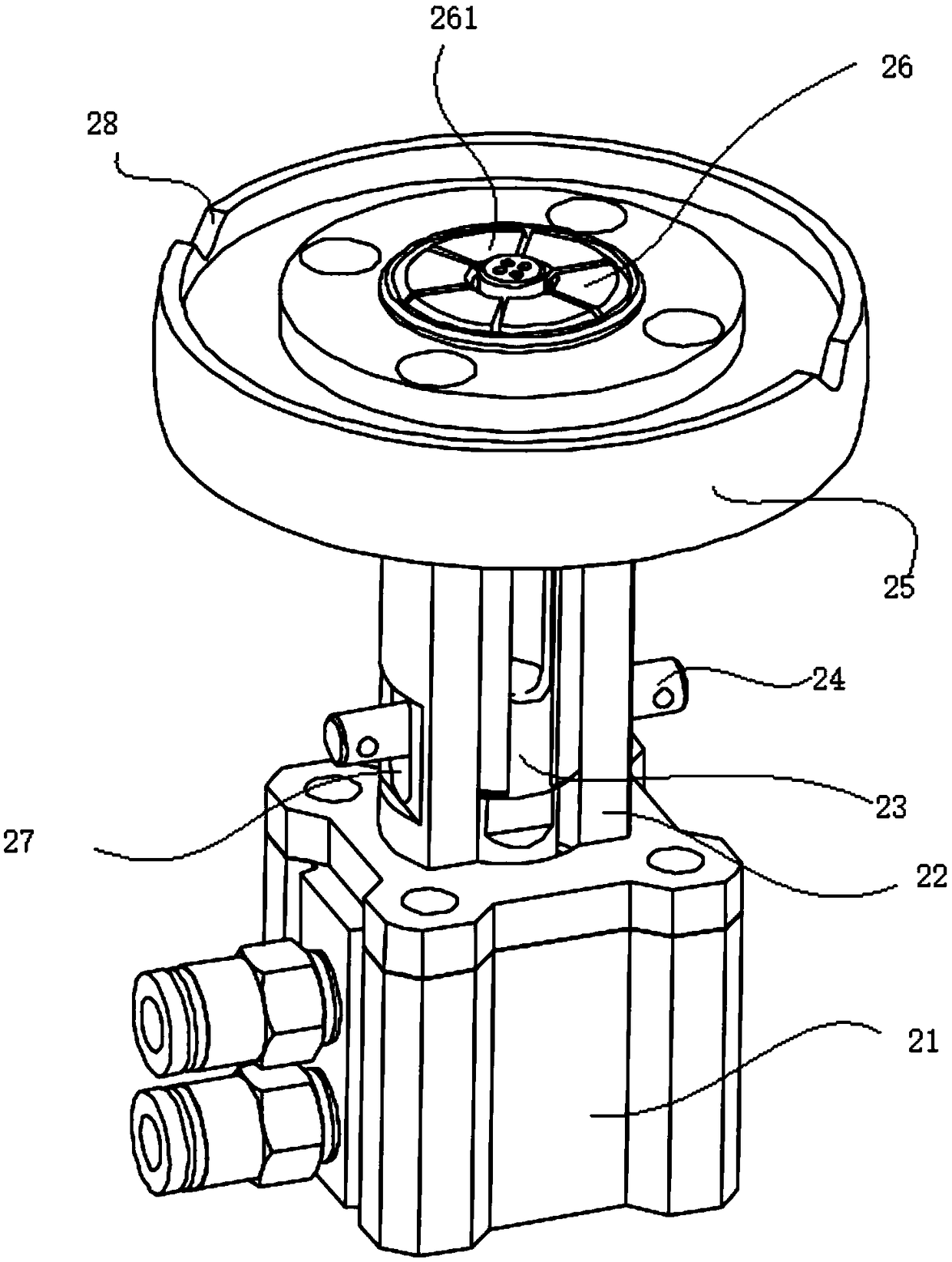 Automatic leveling laser transmitter fixture