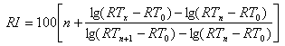 Efficient acquiring method and system for gas chromatographic retention indices