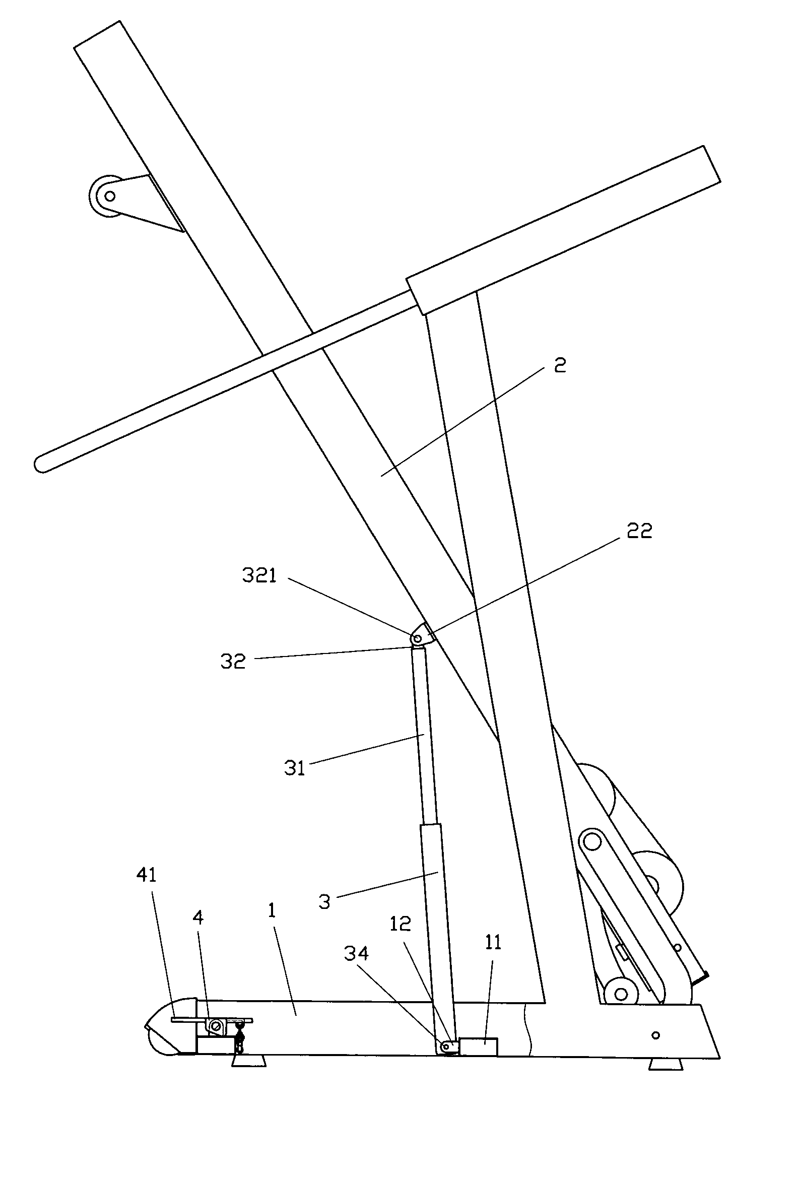 Jogging machine having a platform folding structure