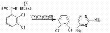 Synthetic method of drug lamotrigine for curing bipolar disorder and epilepsy