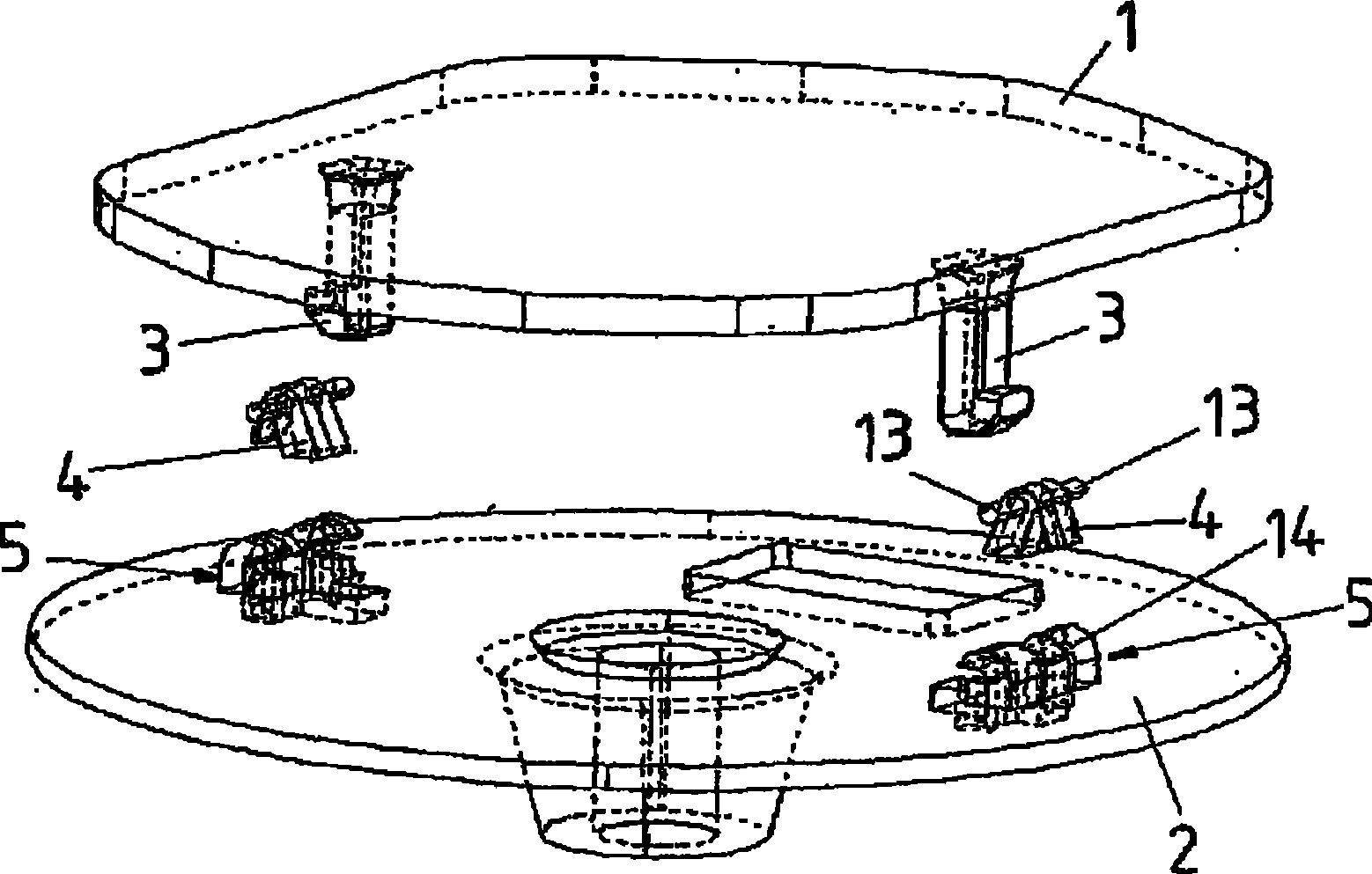 Device for snap-fastening an airbag unit in a subassembly of a motor vehicle, especially in a steering wheel