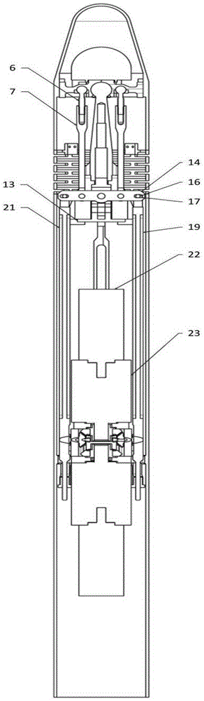 A bevel gear push rod type aircraft head deflection drive device