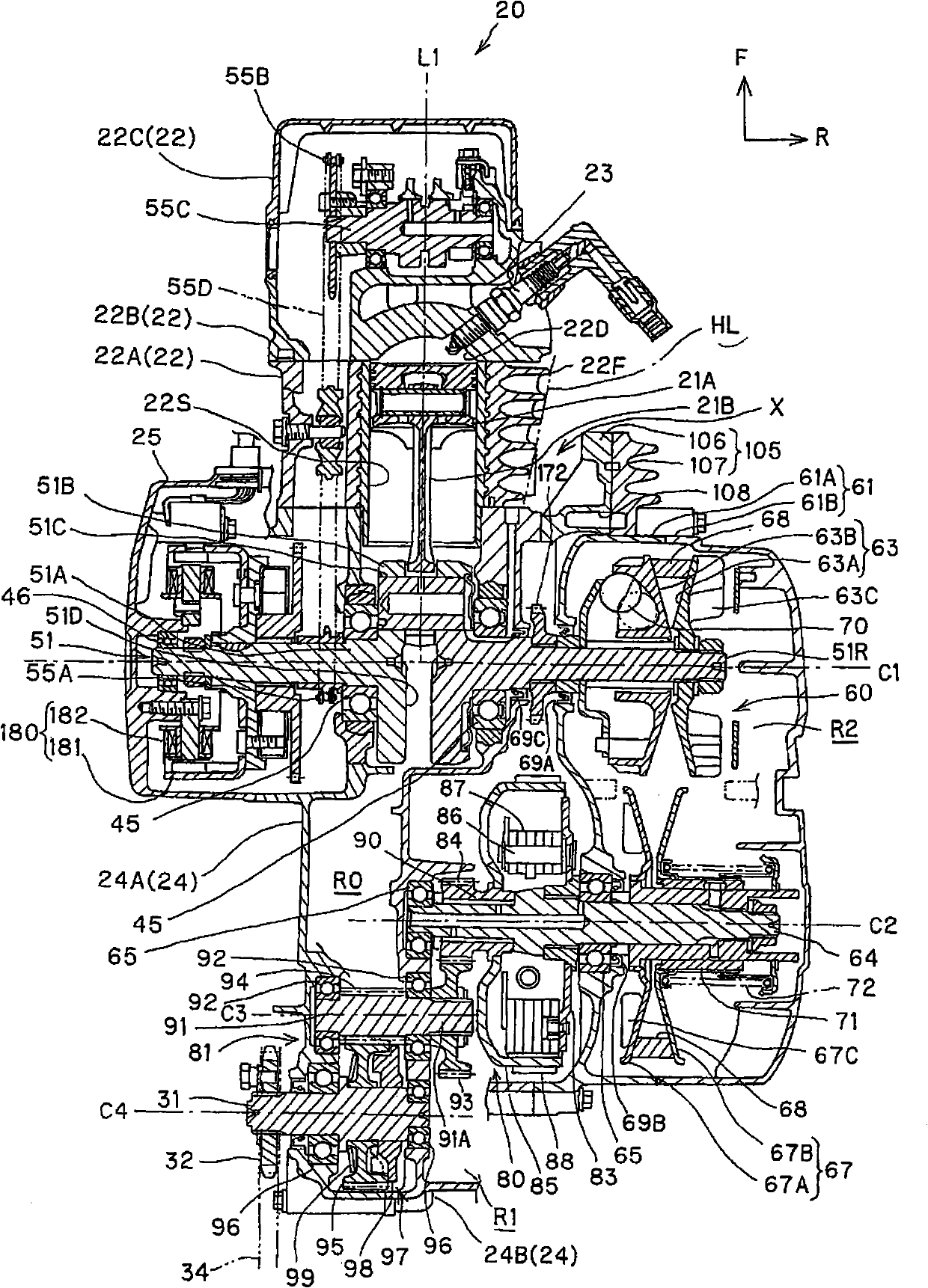 Cooling device of a power unit