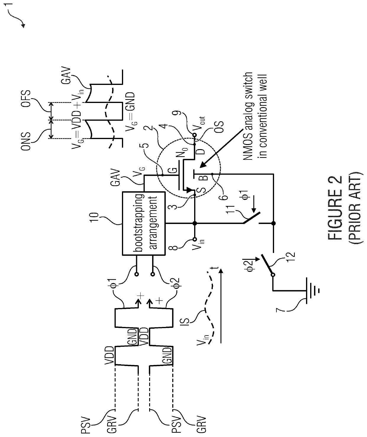 Switch device for switching an analog electrical input signal