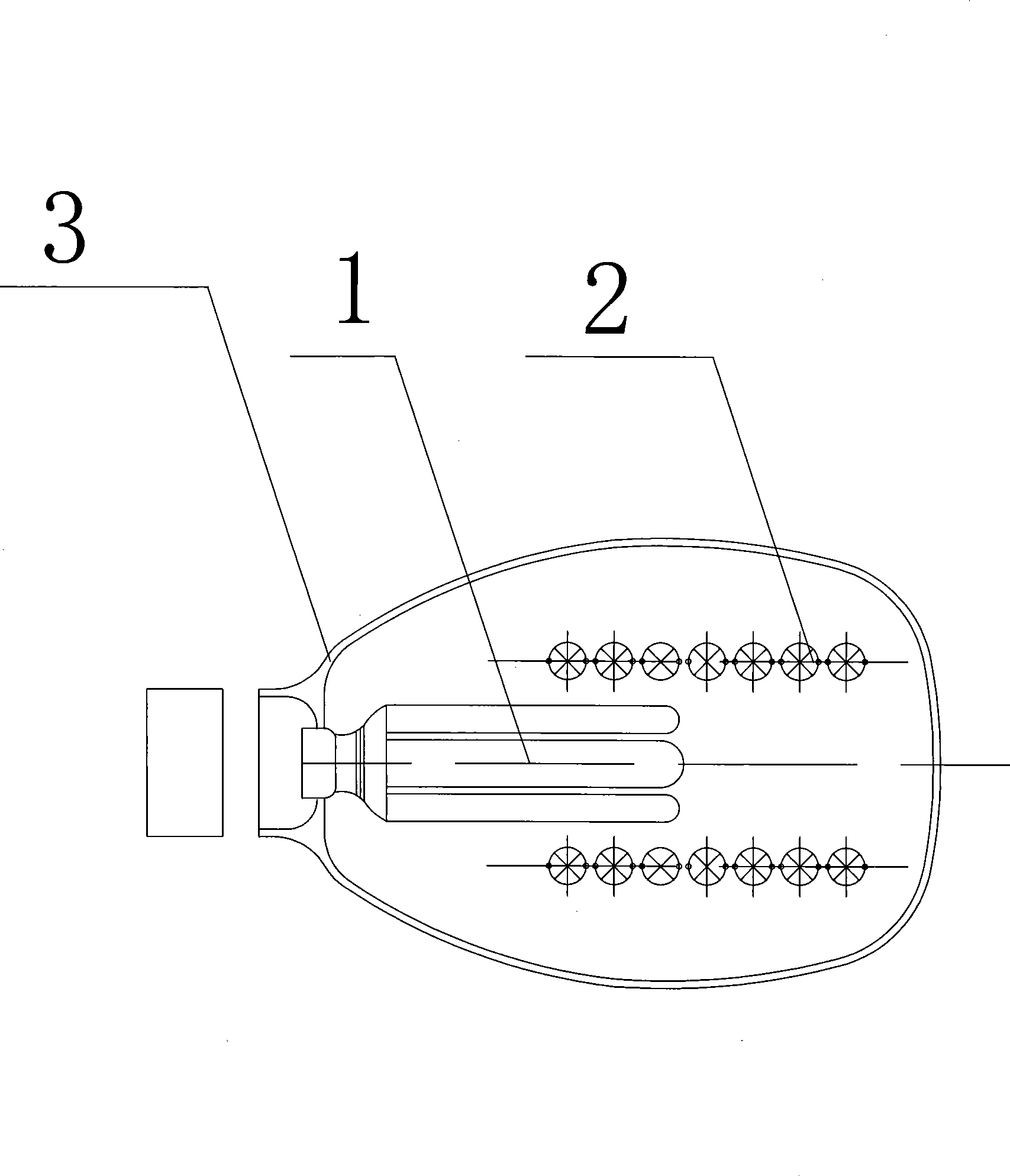 Reflecting street lamp with double light sources