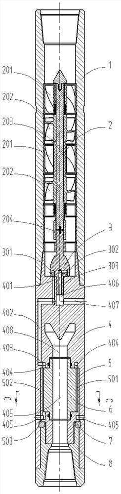 Low-pressure-loss torsion impact drilling tool and rock breaking method