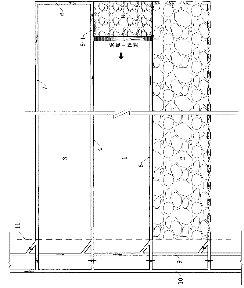 Method for arranging roadways on coal-pillar-free stope