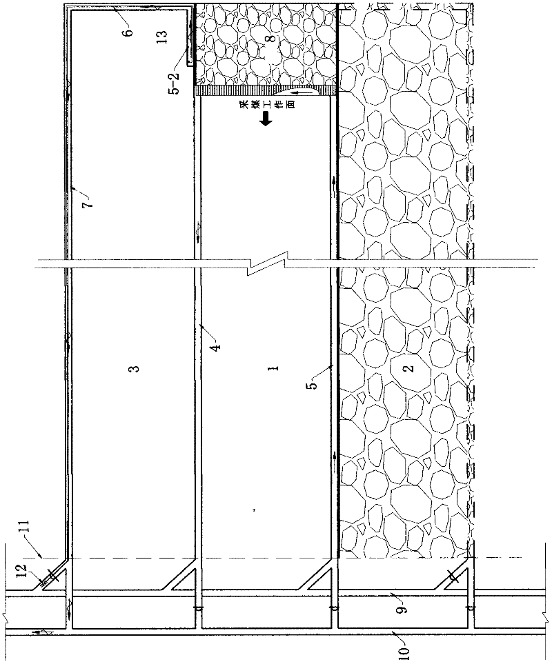 Method for arranging roadways on coal-pillar-free stope