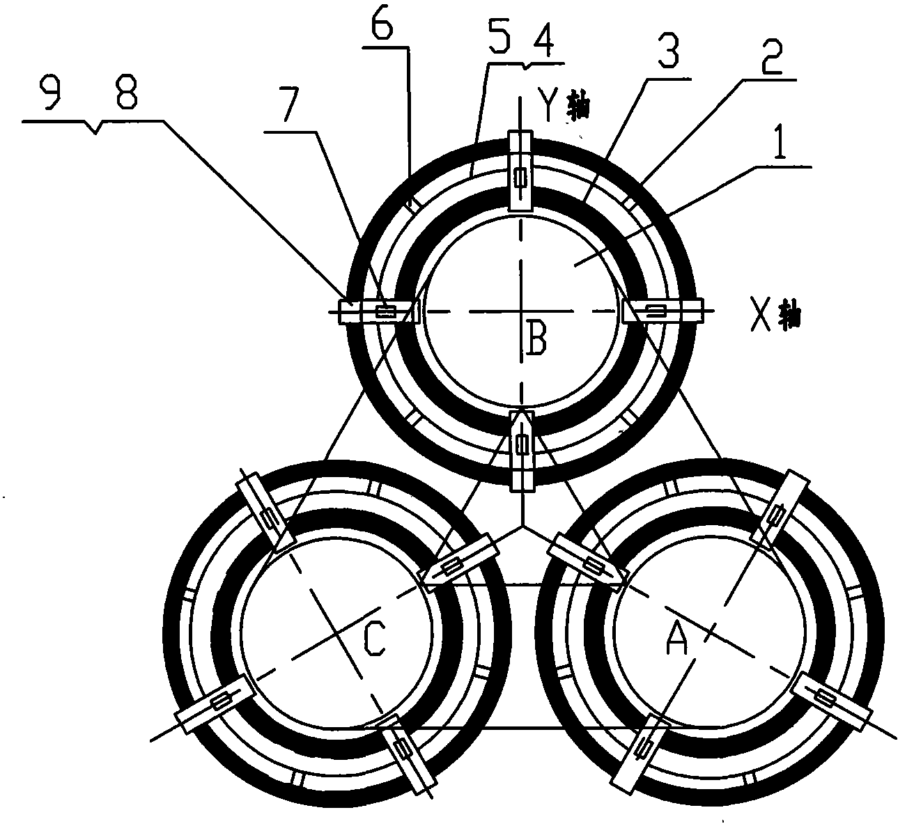 Body insulation structure of dry-type transformer with three-dimensional rolled iron core and manufacturing process thereof