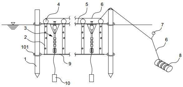 A kind of steel column pile type laver cultivation device in shallow water area