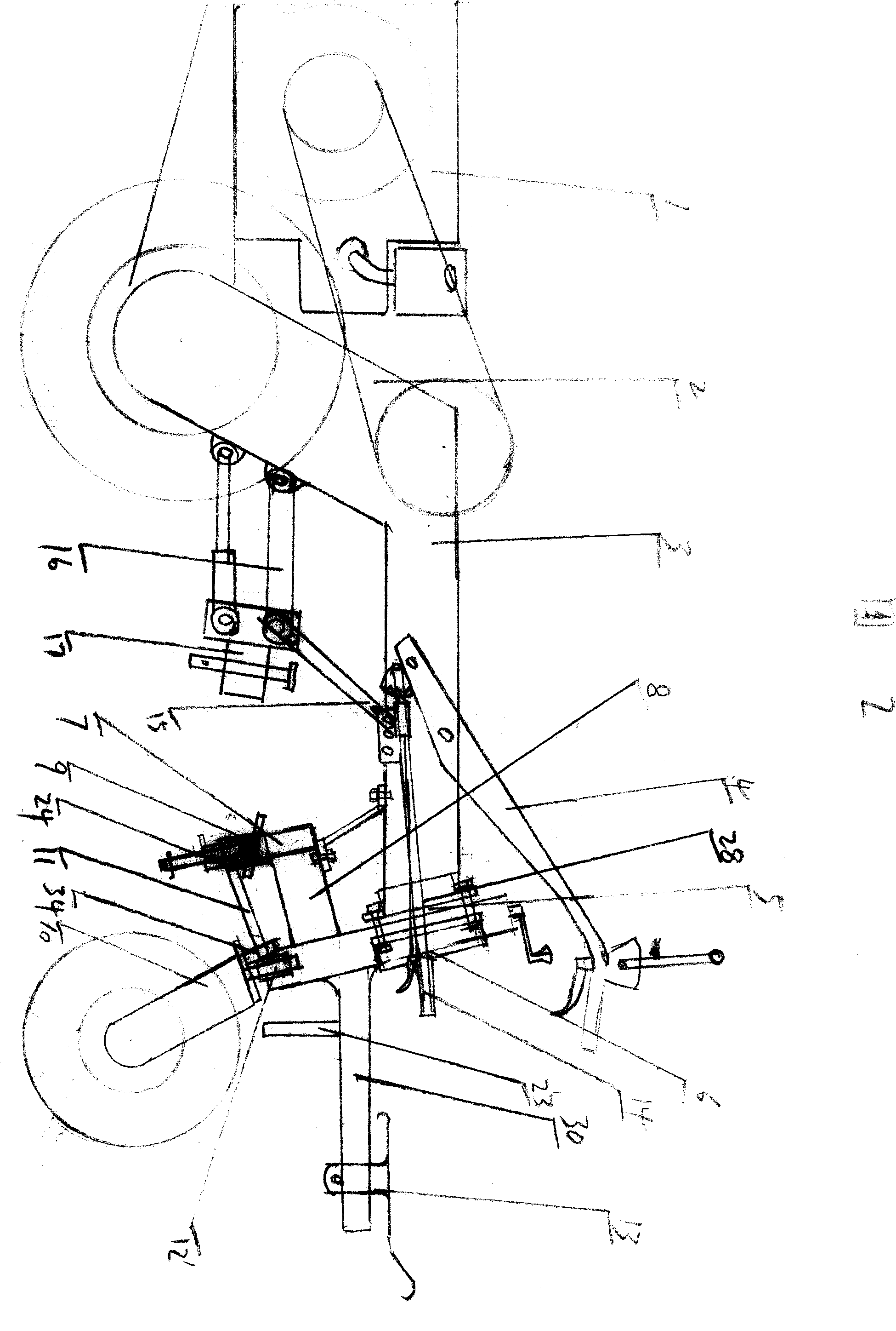 Tail wheel guide pedal front type hand tractor variant machine